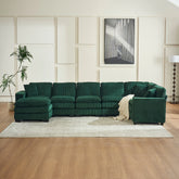 Modern U-Shaped 6-seat Corduroy Modular Sectional Sofa with 1 Ottoman