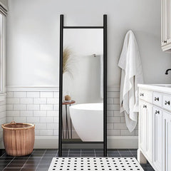 Ladder-Style Arched Solid Wood Framed Full Length Leaning Mirror