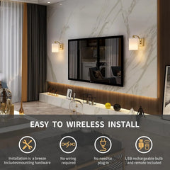 Led bedroom light gold wall light iron wireless light