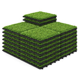 Gymax 12'' x 12'' Fake Grass Turf Outdoor Indoor Flooring Deck