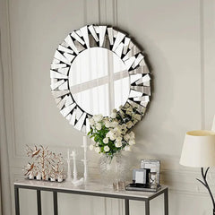 Stillings Sunburst Round Glass Accent Wall Mirror - 32"x32"