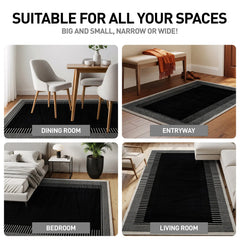 World Rug Gallery Modern Abstract Bordered Area Rug for Living Room, Bedroom, or Entryway - Low Pile Indoor Rug