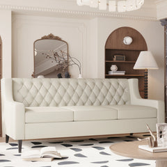 Naro Mid-Century Modern Fabric 3-Seater Sofa with Tufted Backrest by GDFStudio