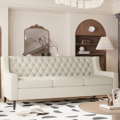 Naro Mid-Century Modern Fabric 3-Seater Sofa with Tufted Backrest by GDFStudio