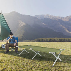 Outdoor Portable Folding Camping Cot with Carrying Bag - Army Green