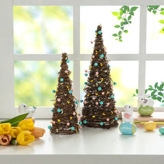 Glitzhome Set of 2 Easter Table Tree with Rattan and Berries