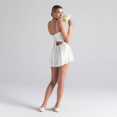 WOVEN SHINE CORSET DRESS | IVORY