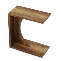 Wood 2-Tier C-Shaped ChairSide End Couch Table (Set of 2)