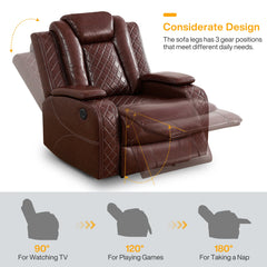 LED Breathing Leather 3-Piece Recliner Sofa Set for Living Room