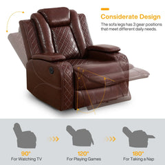 LED Breathing Leather 3-Piece Recliner Sofa Set for Living Room