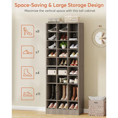 70.9 Inches Tall Wood Shoe Storage Cabinet with 30 Cubbies - 10-tier
