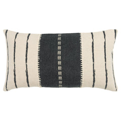Donny Osmond Charcoal/ Ivory Stripe Lumbar Throw Pillow, 14x26