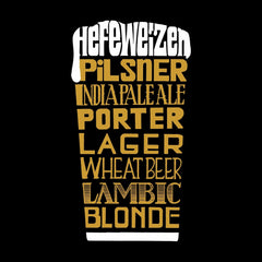 LA Pop Art Men's Word Art Long Sleeve T-shirt - Styles of Beer