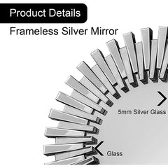 Round Sunburst Accent Wall Mirror Silver Decor Mirror