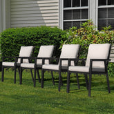 Outdoor 4-Piece Aluminum Dining Chairs with Gray Cushions