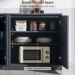 Buffet Cabinet with Arched Doors, Wood Sideboard with Adjustable Shelf
