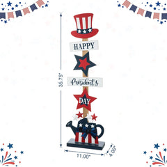 Glitzhome Americana Happy Patriotic's Day Wooden Uncle Sam Porch Decor