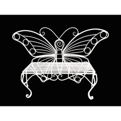 White Metal Butterfly Bench