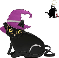 Halloween Purses for Women Novelty Halloween Black Cat Purse Animal Shaped Bags Strap Crossbody Shoulder Bag