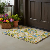HomeRoots 18" X 30" Brown Light Blue And Green Floral Outdoor Coir Door Mat - 18.00' X '30.00