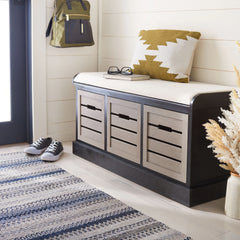 SAFAVIEH Mozella 3-Drawer Cushion Bench - 42" W x 15" D x 20" H - 42Wx15Dx20H