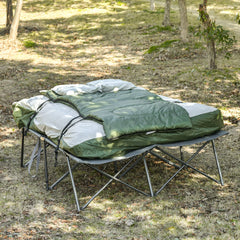 Outsunny 2-Person Collapsible Portable Camping Cot Bed Set with Sleeping Bag, Inflatable Air Mattress, & Comfort Pillows
