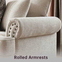 Morden Fort Chenille Fabric Loveseat with Rolled Arm and Nailhead Trim