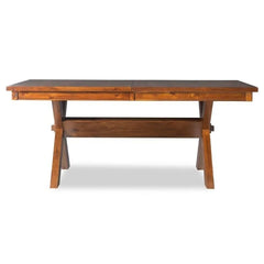 Linon Kraven Brown Rustic Wood Farmhouse 9 Piece Dining Set