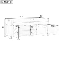 Storage Bench with 3 Doors Shoe Bench with Removable Cushion
