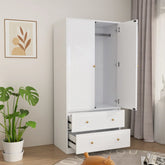 Meyreso 71" White Bedroom Wooden Armoire with Hanging Rod - N/A