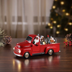 11" Animated Nostalgic Red Truck - Black Santa