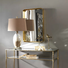 Antique Beveled Rectangular Wall Mirror - 30" - Gold