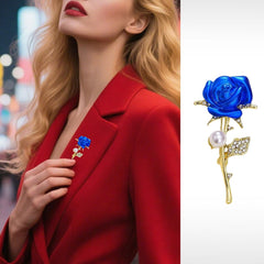 Crystal Rose Flower Brooch Pins for Women Elegant Enamel Rhinestone Pearl Floral Brooches Pin Fashion Jewelry Brooch for Women Gift