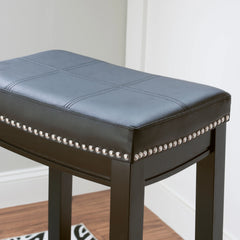 Linon Willamette Backless Barstool with Faux Leather Seat (Set of 2)