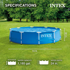 Intex 10 Foot x 30 Inch Above Ground Round Swimming Pool, (Pump Not Included) - 10'