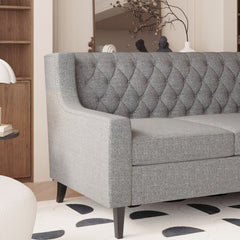 Naro Mid-Century Modern Fabric 3-Seater Sofa with Tufted Backrest by GDFStudio