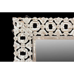 Hand Carved White Wooden Mirror - 81