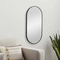 Livabliss Aranya Modern Aluminum Oval Pill-Shaped Accent Mirror