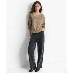 DKNY Asymmetric Neck Puff Sleeve Top