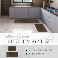Luxurious Speckled Kitchen Rug Set - 20x32 & 20x48 Inches Kitchen Mats - 48"L x 20"W x 2/8"H