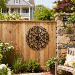 Glitzhome 23"D Traditional Iron Scroll Floral Outdoor Wall Décor