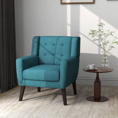 Modern Upholstered Faux Leather Tufted Armchair Linen Accent Chairs