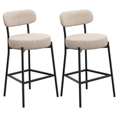 XINMICS 27 Inches Boucle Counter Height Bar Stools with Back