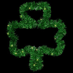 LED Lighted Tinsel Shamrock St. Patrick's Day Window Silhouette - 25" - Green