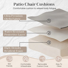 Pocassy 22x25x4 Inch Cushion for Outdoor Swivel Chairs Sofa Set