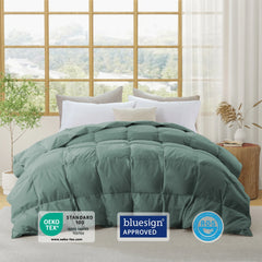 Medium Warmth 300TC Organic Cotton Down Comforter - 100% Natural, Chemical-Free, All Season Duvet Insert