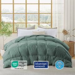 Medium Warmth 300TC Organic Cotton Down Comforter - 100% Natural, Chemical-Free, All Season Duvet Insert