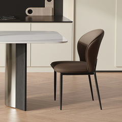 Modern Dining Chairs, Faux Leather, Light Gray & Brown Options, Set of 2