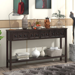 Merax 60" Long Console Table with Different Size Drawers and Bottom Shelf