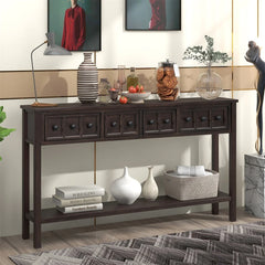 Merax 60" Long Console Table with Different Size Drawers and Bottom Shelf